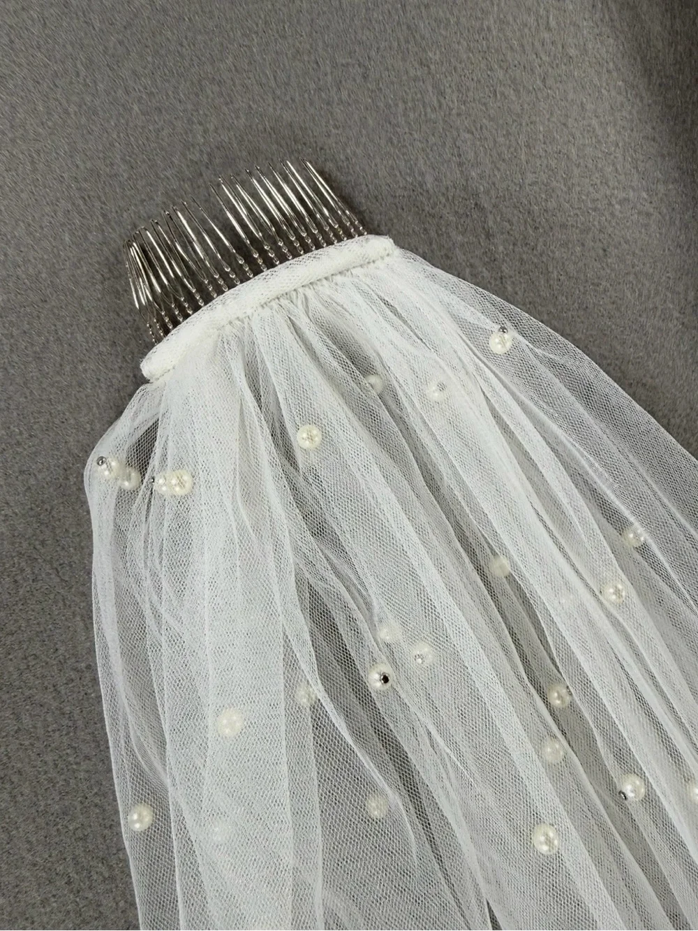 Pearl Studded Cathedral Bridal Veil 108” Wedding Veil 6mm Pearls
